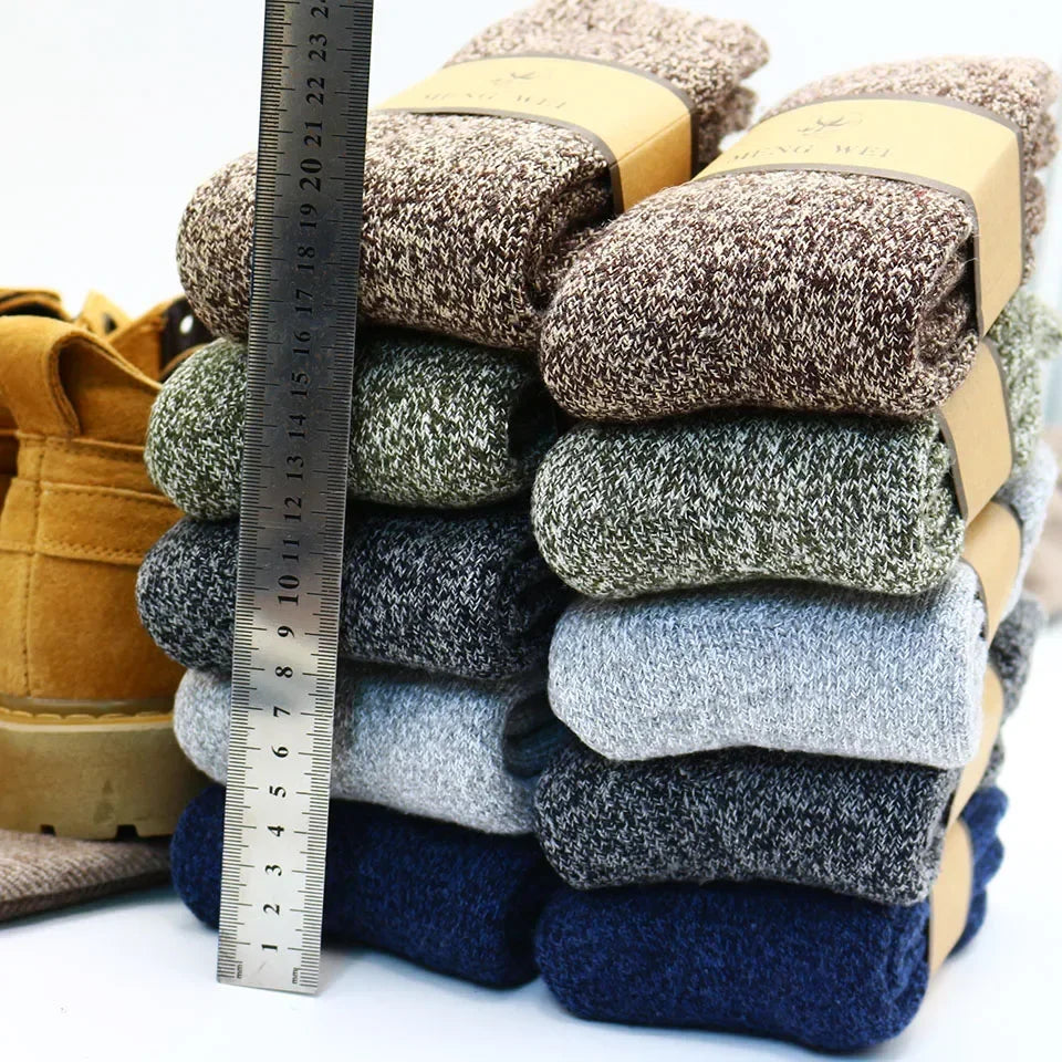 Men's Thick Wool Winter Socks – Warm Thermal Crew Socks, 5-Pack