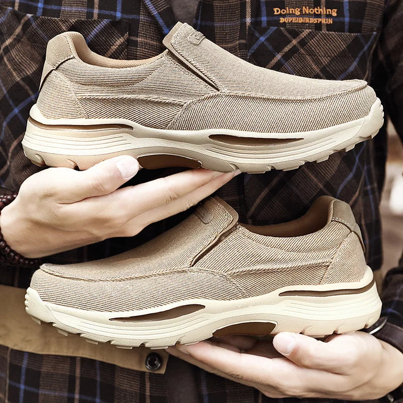 Men's Canvas Slip-On Loafers – Breathable Lightweight Casual Shoes