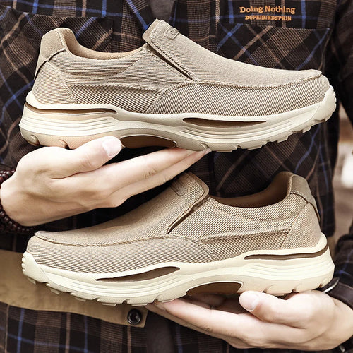 Men's Canvas Slip-On Loafers – Breathable Lightweight Casual Shoes