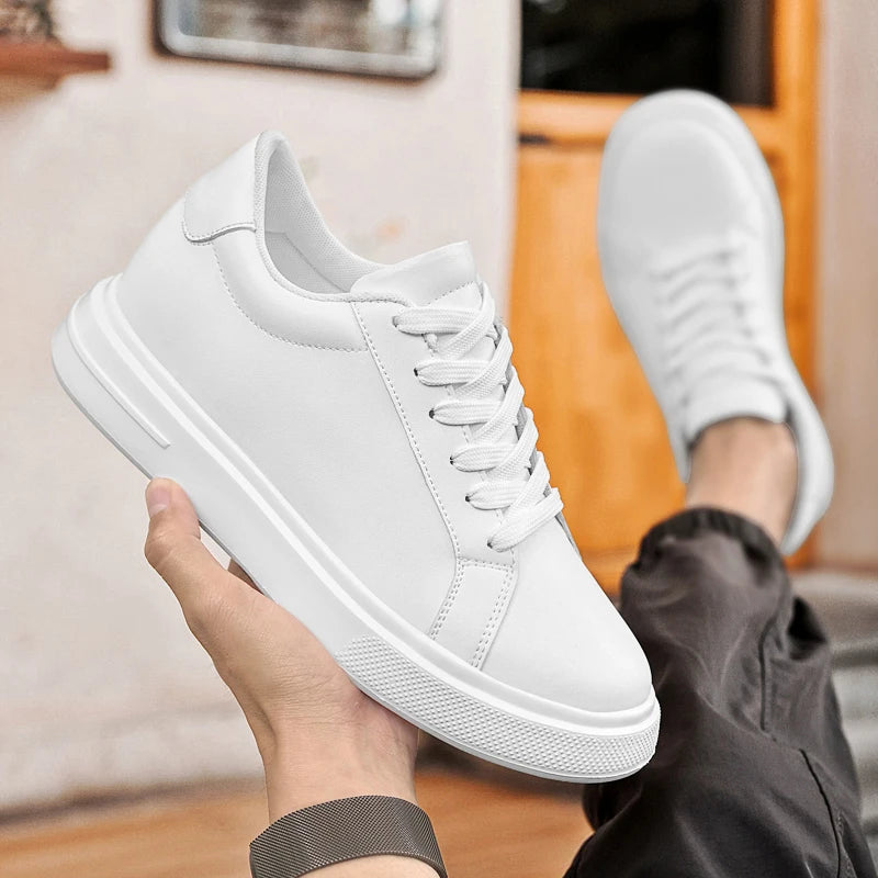 Men's Height-Increasing Elevator Sneakers – Leather Sport Shoes with 6–10 cm Hidden Insole