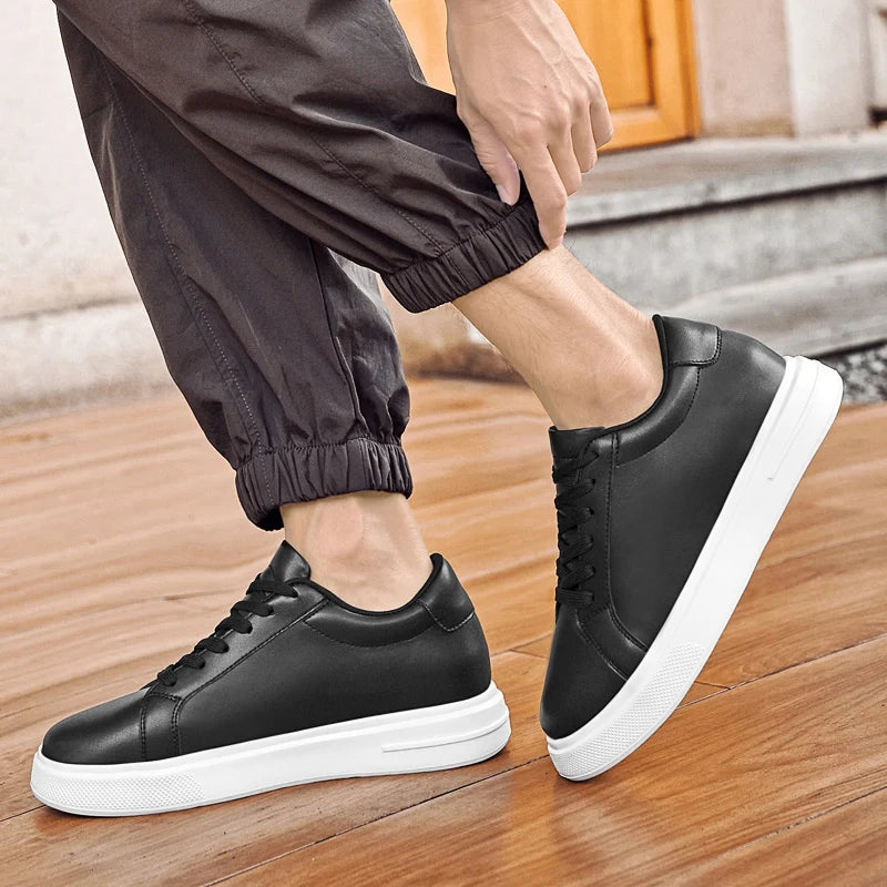 Men's Height-Increasing Elevator Sneakers – Leather Sport Shoes with 6–10 cm Hidden Insole